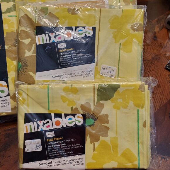 Vintage Sears Mixables Field Flower King Sheet Set - Picture 6 of 8